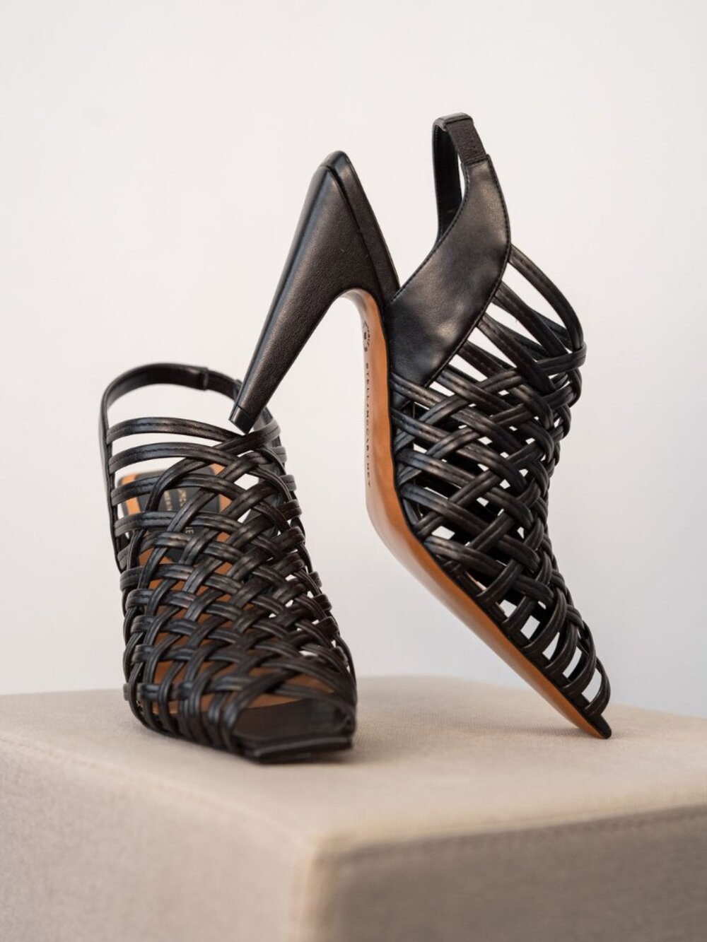 NWT STELLA MCCARTNEY SPUR ALTER MAT OPEN TOE SANDAL IN COFFEE BROWN
